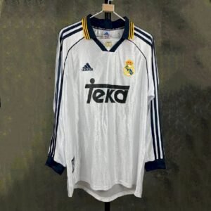 Camiseta retro de manga larga de local del Real Madrid 1998/00