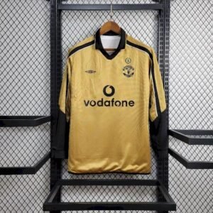 Camiseta retro de manga larga reversible de visitante y tercera equipacion 2 del Manchester United 2001/02 Centenario
