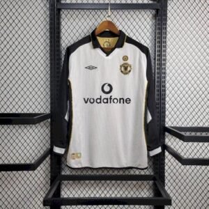 Camiseta retro de manga larga reversible de visitante y tercera equipacion del Manchester United 2001/02 Centenario
