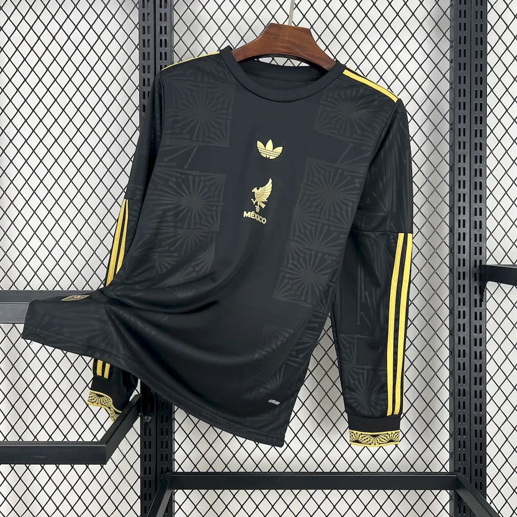 Camiseta de manga larga dorada y negra de Mexico 2025/26